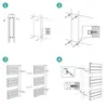 Diagrams illustrating the installation steps for a towel radiator. Produktbild-Vorschau