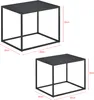 Two black metal frame side tables with dimensions indicated. Náhľad obrázku produktu