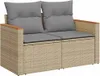 vidaXL Gartensofa mit Kissen 2-Sitzer Beige Poly Rattan Produktbild-Vorschau 1