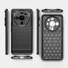 Multiple views of a black phone case with a textured back and a circular camera cutout. Produktbild-Vorschau