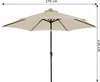 A beige patio umbrella with a black pole, shown against a white background with dimensions indicated. Anteprima dell’immagine prodotto