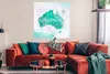 MuchoWow® Poster Weltkarte - Australien - Türkis 100x100 cm Produktbild-Vorschau 2