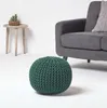 HOMESCAPES Kulatý pletený puf, 100% bavlna, borovicově Náhled obrázku produktu 2