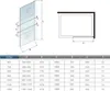 A technical drawing and a size chart for a shower enclosure. Produktbild-Vorschau
