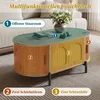 Owalny stolik kawowy Merax z przesuwanymi drzwiczkami z Podgląd zdjęcia produktu 15