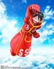 A stylized action figure of Monkey D. Luffy from One Piece is depicted in mid-air against a cloudy sky. Podgląd zdjęcia produktu
