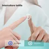 Close-up of hands interacting with a touch-sensitive surface, with icons and text indicating 'On' and 'Off' functions. Produktbild-Vorschau