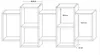 Diagram of a modular wall shelf unit with dimensions marked. Anteprima dell’immagine prodotto