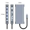 A product shot of a USB-C docking station with dimensions indicated. Produktbild-Vorschau