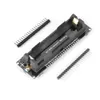A product shot of an ESP32 development board with a battery holder and header pins. Produktbild-Vorschau