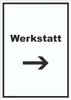 Werkstatt Schild mit Text Richtungspfeil rechts Handwerk Produktbild-Vorschau 1