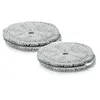 Two stacks of round, gray cleaning pads with textured surfaces and a central hole, presented on a white background. Voir les images du produit
