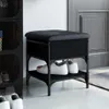 vidaXL Lavice na boty černá 42x42x45 cm Materiál na bázi Náhled obrázku produktu 2