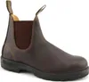 A studio shot of a single brown leather boot. Produktbild-Vorschau