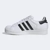 A side view of a white Adidas Superstar II sneaker with black stripes and heel tab, set against a plain white background. Produktbild-Vorschau