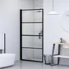 vidaXL Duschtür 81x195 cm Halbmatt Hartglas Schwarz Produktbild-Vorschau 2