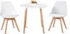 A white round table with two white chairs and a small vase of flowers on top of the table. Náhled obrázku produktu