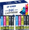 A box of ink cartridges with several cartridges lined up in front of it. Produktbild-Vorschau