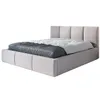 A bed with a headboard and bedding, shown against a white background. Produktbild-Vorschau