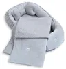 BABYNEST + DECKE + Kissen GRAU Samt Velour/ PUNKTE Grau Baumwolle Nestchen Produktbild-Vorschau