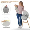 A woman holding a baby stands next to a high chair. Insets show details of the high chair. Anteprima dell’immagine prodotto
