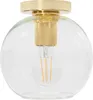 A close-up studio shot of a gold and glass ceiling lamp. Voir les images du produit