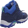 A single blue and green hiking boot is shown from a side-rear angle against a white background. Produktbild-Vorschau