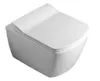A white wall-mounted toilet with the lid closed, shown from a slightly elevated diagonal angle against a white background. Produktbild-Vorschau