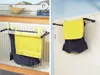 Two images showing a clothes drying rack attached to a radiator and a door. Produktbild-Vorschau
