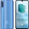 A front and back view of a blue Xiaomi Mi 9 smartphone, displayed side-by-side. Produktbild-Vorschau
