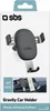 The image shows the packaging of a car phone holder, with a product shot and a lifestyle shot of the product in use. Voir les images du produit