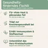 A marketing image with text and icons describing the benefits of fish oil for pets. Produktbild-Vorschau