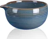 A blue ceramic bowl with a spout, shown from a side angle against a white background. Podgląd zdjęcia produktu