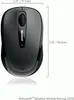 A top-down view of a black Microsoft wireless mobile mouse with dimensions indicated. Produktbild-Vorschau