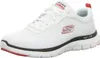 A white Skechers sneaker with red and black accents is shown from the side against a white background. Produktbild-Vorschau