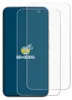 Two transparent screen protectors are shown laid over a dark blue representation of a smartphone. Produktbild-Vorschau