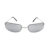Sonnenbrille Schmal Silber Verspiegelt eckig Rechteckig Produktbild-Vorschau 3