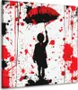 Abstrakt Kind mit rotem Regenschirm Leinwandbild Wandbild Produktbild-Vorschau 1