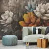 Muralo Vlies Fototapete bunte BLUMEN Blätter Beton Retro Produktbild-Vorschau 6