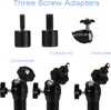 Close-up view of three different screw adapters for mini projectors, with measurements indicated. Náhled obrázku produktu