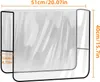 A transparent protective cover for a salon chair, with dimensions indicated. Produktbild-Vorschau