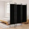 A black room divider is set up in a bedroom next to a bed. Náhled obrázku produktu