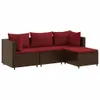 The Living Store 4-tlg. Garten-Lounge-Set mit Kissen Braun Produktbild-Vorschau 3