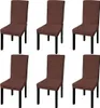 vidaXL Stretch Chair Covers Straight 6 ks. Hnedé Náhľad obrázku produktu 5