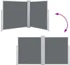 Two images of a retractable side awning, one showing it extended at an angle and the other showing it fully extended. Anteprima dell’immagine prodotto