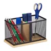Relaxdays Stiftehalter, Bambus & Mesh, HxBxT: 11 x 19 x 10 Produktbild-Vorschau 1