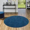 Konturenschnitt Hochflor Langflor Teppich Frieda Blau Rund, Produktbild-Vorschau 1