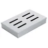 A stainless steel smoking box with slots on top, shown from a diagonal angle on a white background. Produktbild-Vorschau