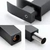 A collage of three close-up shots of a black bathroom faucet, showing different angles and connection points. Produktbild-Vorschau