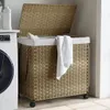 vidaXL Wäschekorb mit Rollen 60x35x60,5 cm Rattan Produktbild-Vorschau 2